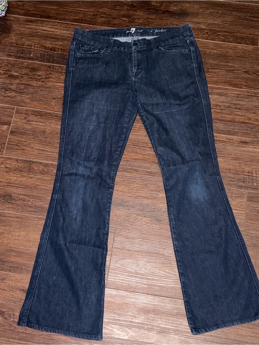 7 For All Mankind Dark Blue Wide Leg Jeans